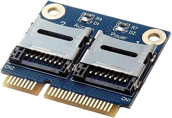 Dual microSD към Mini PCIe адаптер – 2 слота, USB 2.0 | eHUB.bg