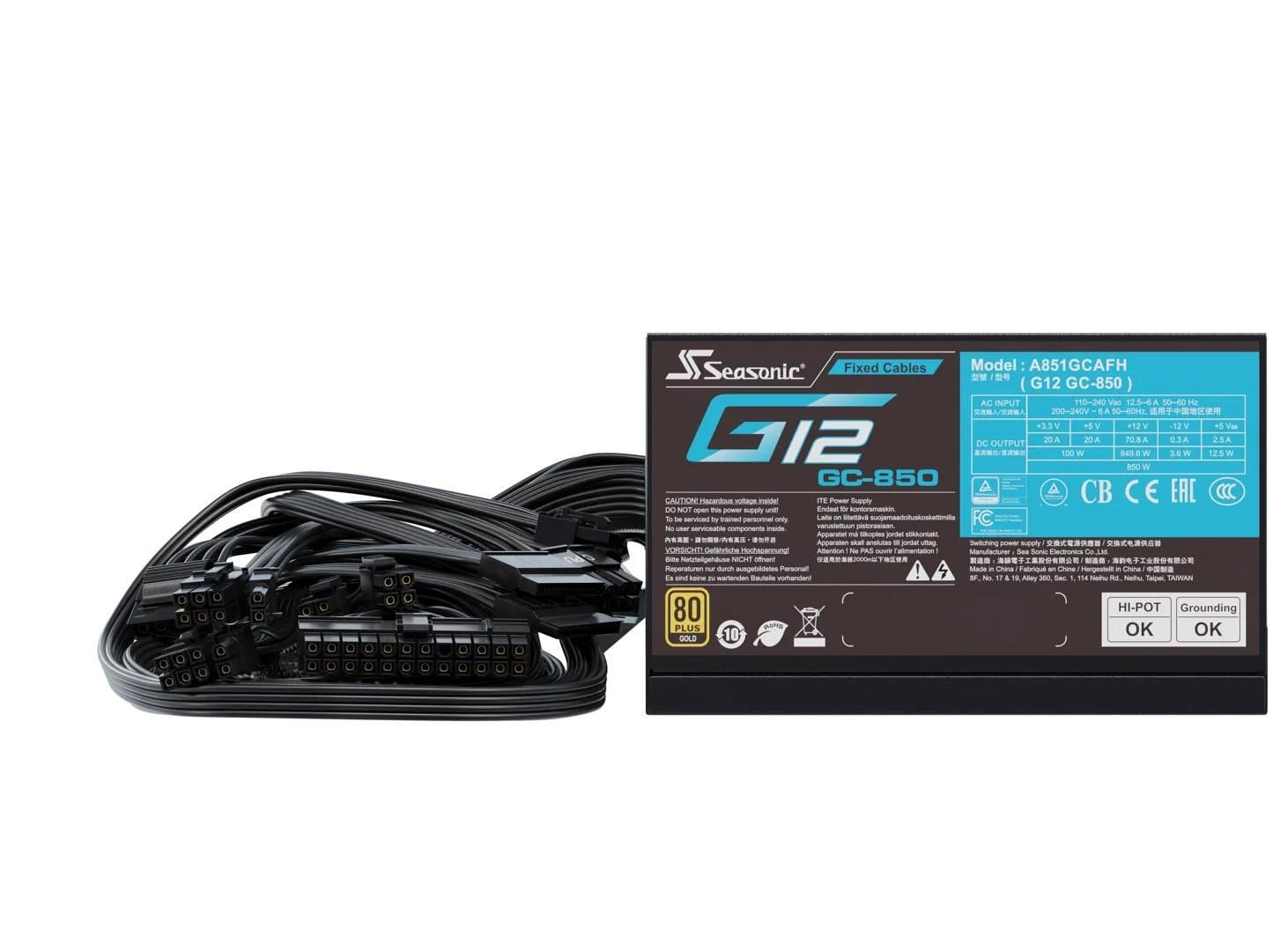 Seasonic 850W G12 GC-850 80+Gold power supply unit ATX Black