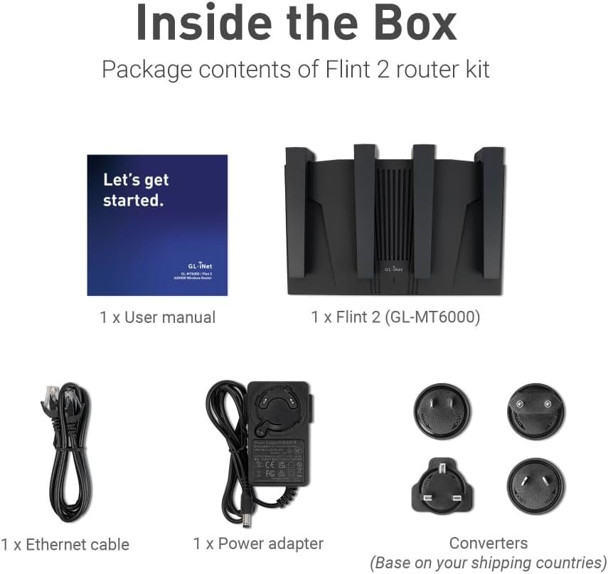 GL.iNet Flint 2 (GL-MT6000) — Wi-Fi 6 AX6000 Home Router